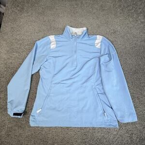 Nike Golf Jacket Womens M Light Blue Windbreaker Collared 1/4 Zip Pockets Lined